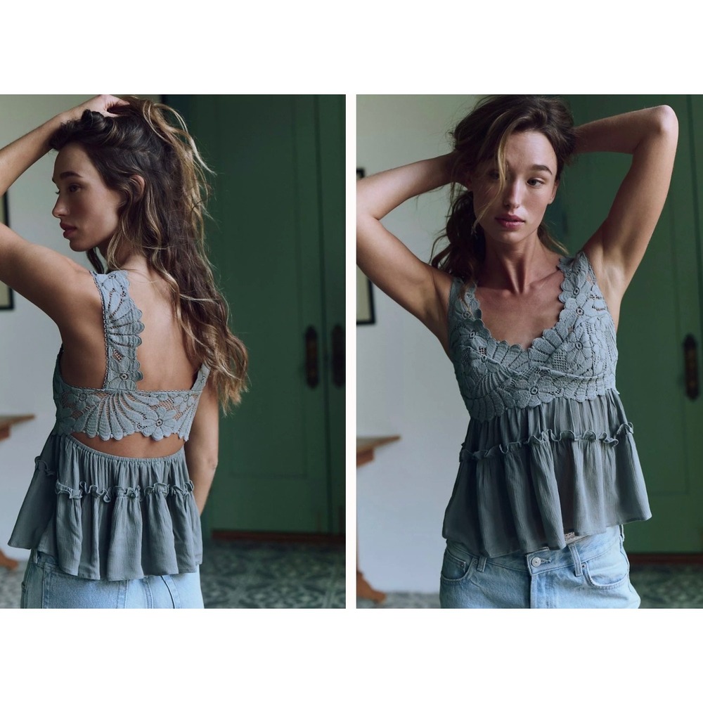 Intimately Free People Petal Party Shapeless Greyed Olive Cami Womens XL Boho